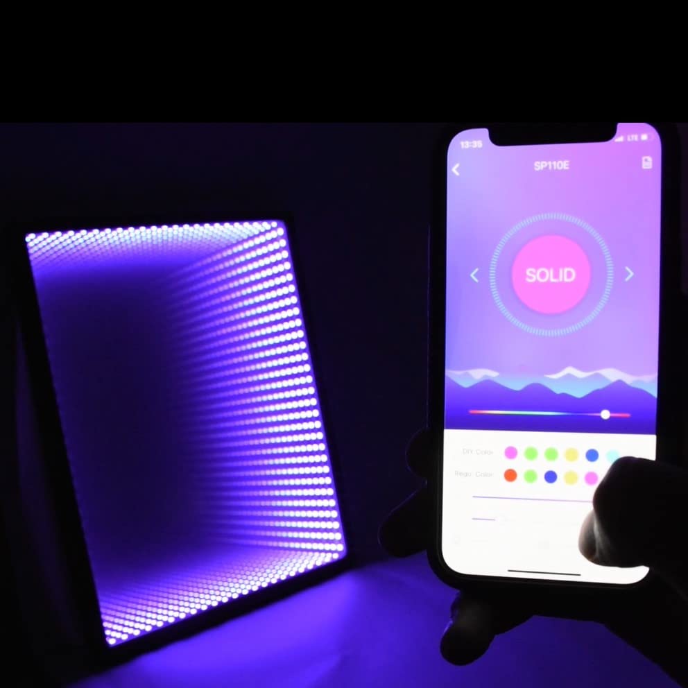 LED Infinity Mirror, 3D Tunnel Mirror, Light Portal, Infinity Light, Gaming Lamp, Wall Hanging 18x18 inches