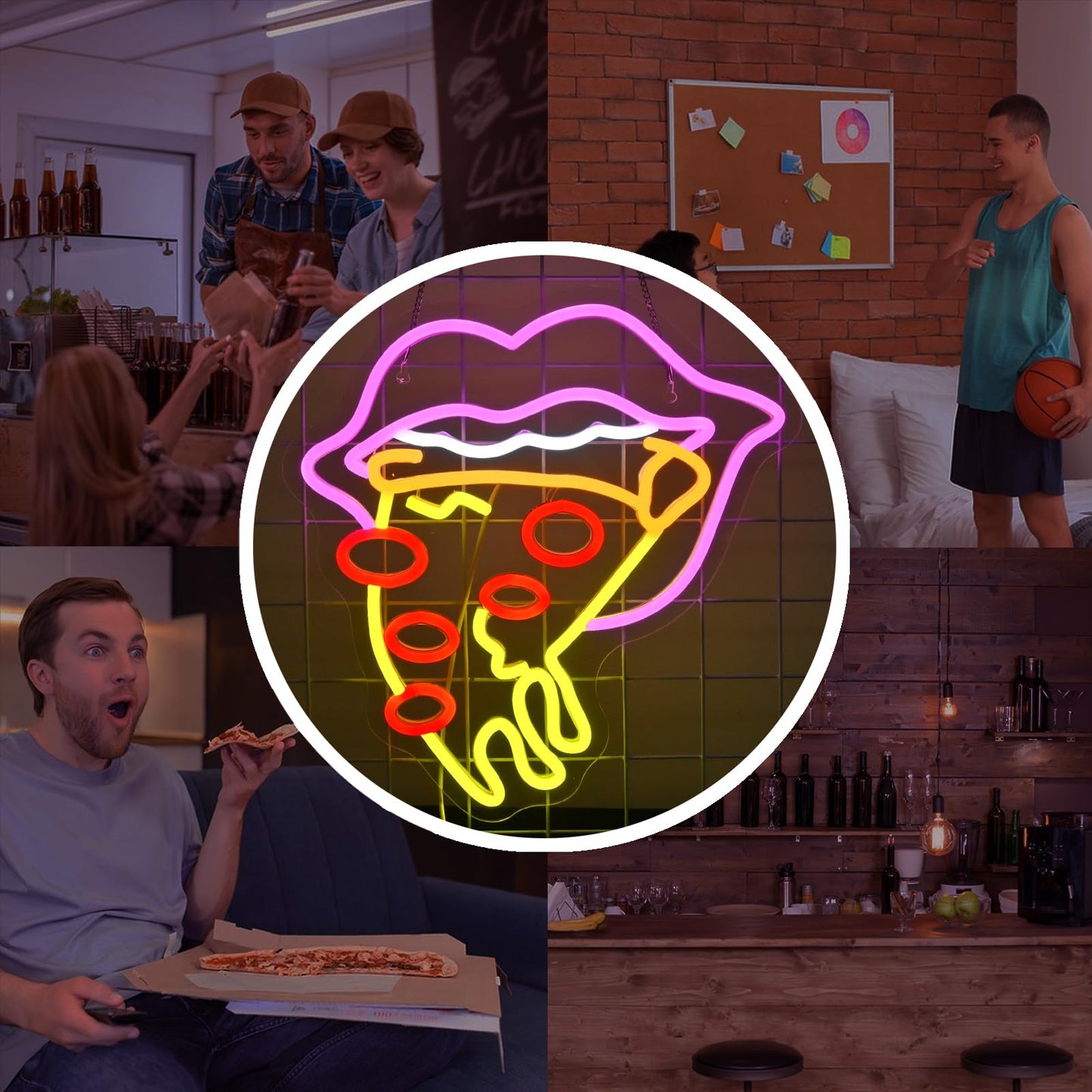 Pizza Neon Sign Lip Slice Light for Pizzeria