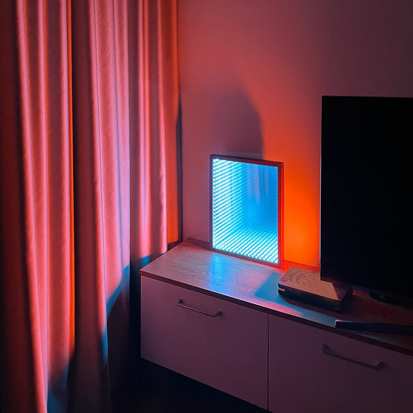 LED Infinity Mirror, 3D Tunnel Mirror, Light Portal, Infinity Light, Gaming Lamp, Wall Hanging 18x18 inches