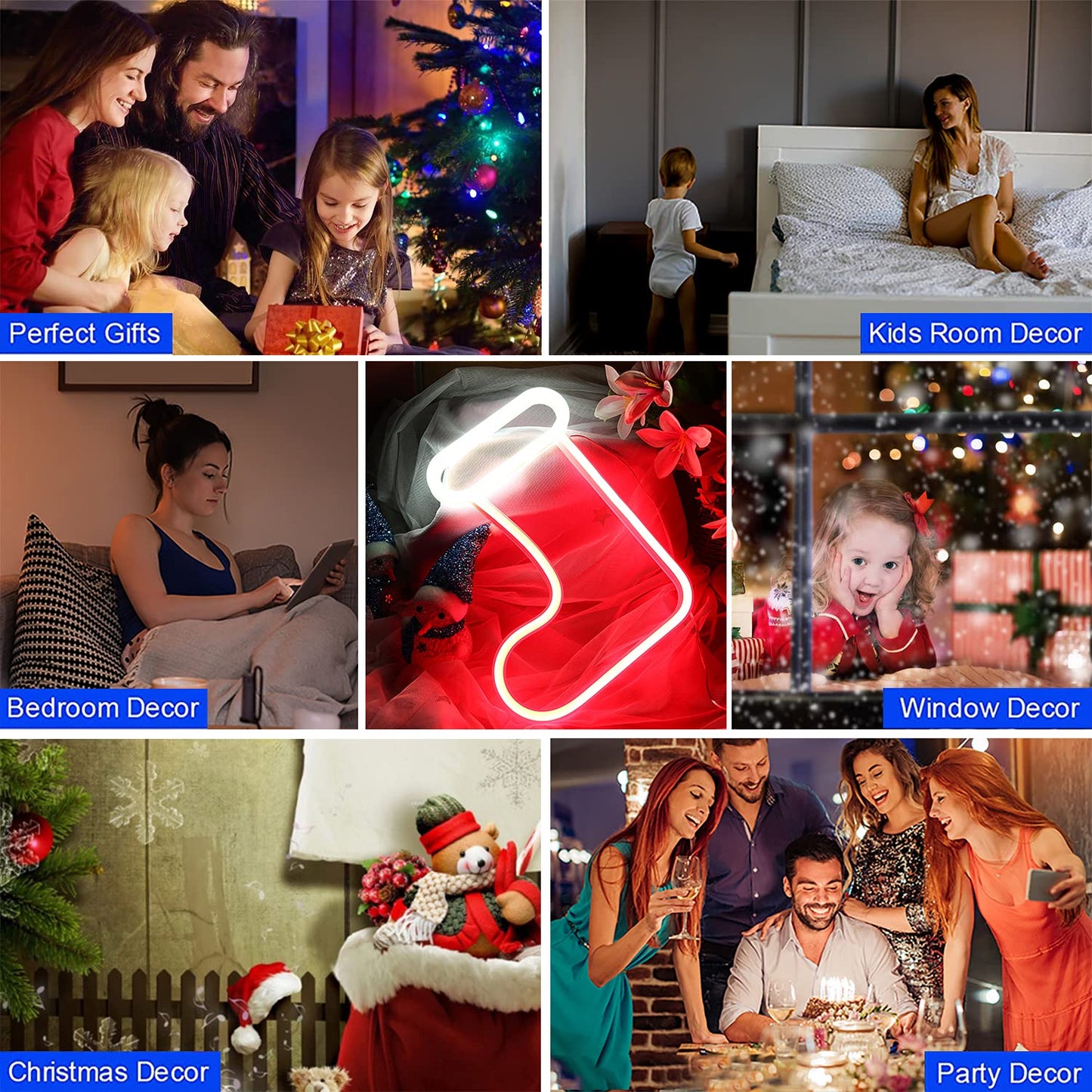 Christmas Stocking Neon Signs (9x5 inches)