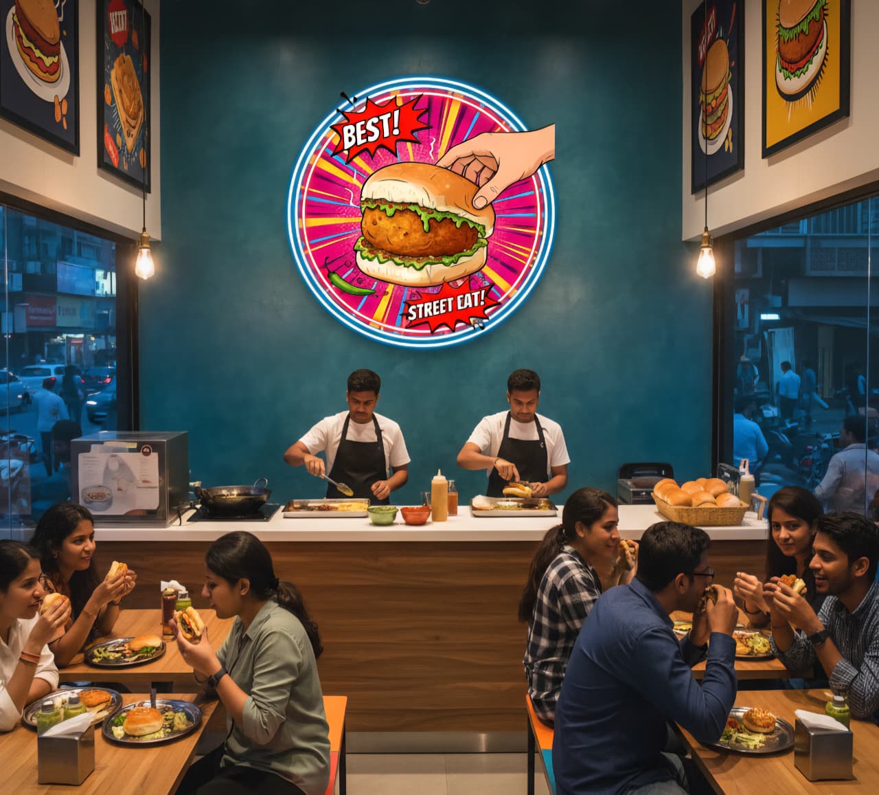 Wadapav Neon Sign 18x18 inches