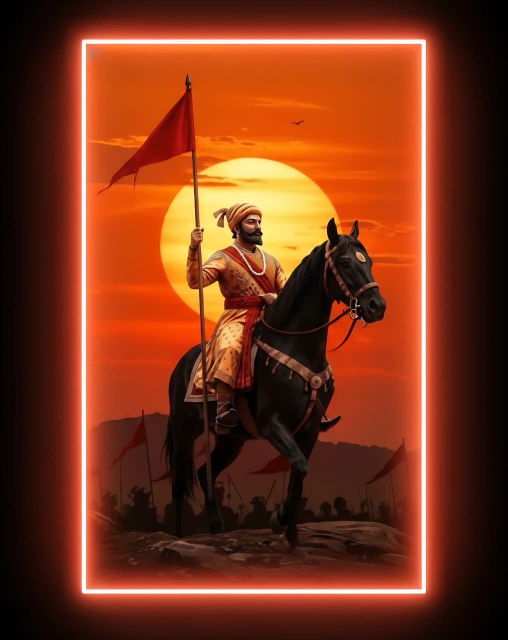 Shivaji Maharaj UV print Neon Sign.