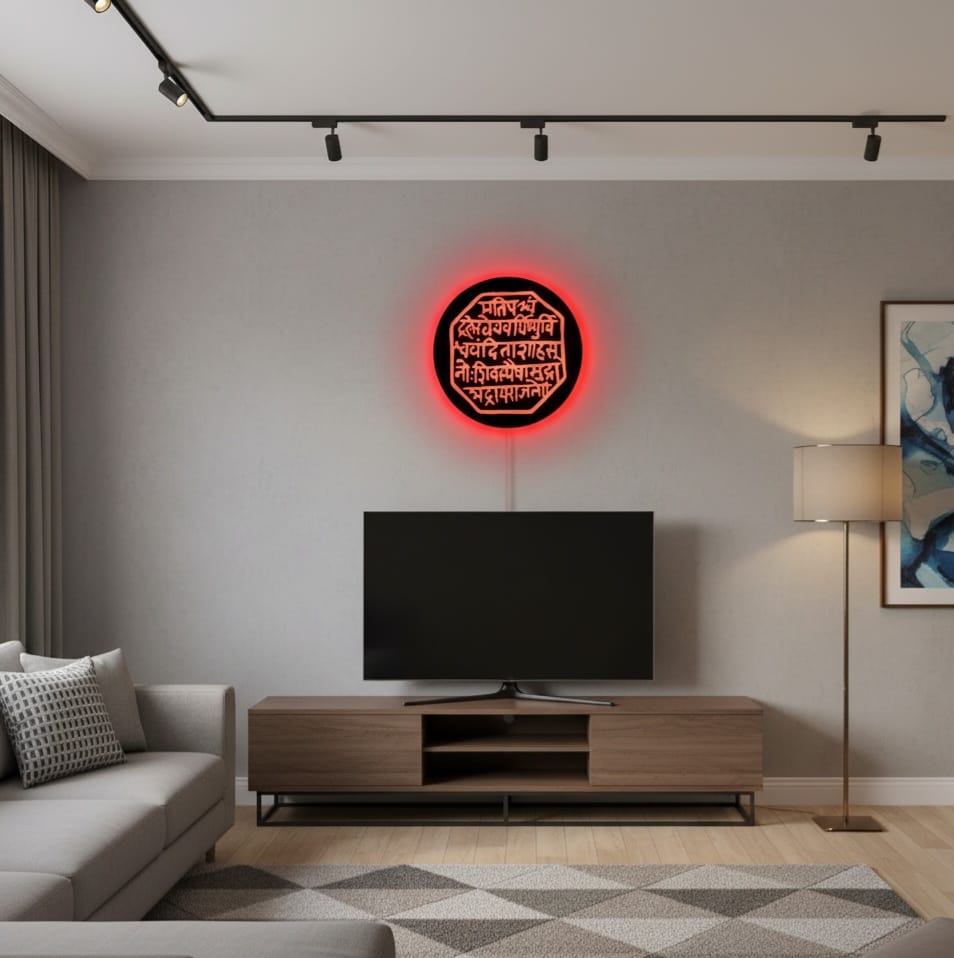 Chhatrapati Shivaji Maharaj Rajmudra Neon Sign | Maratha Seal LED Wall Art