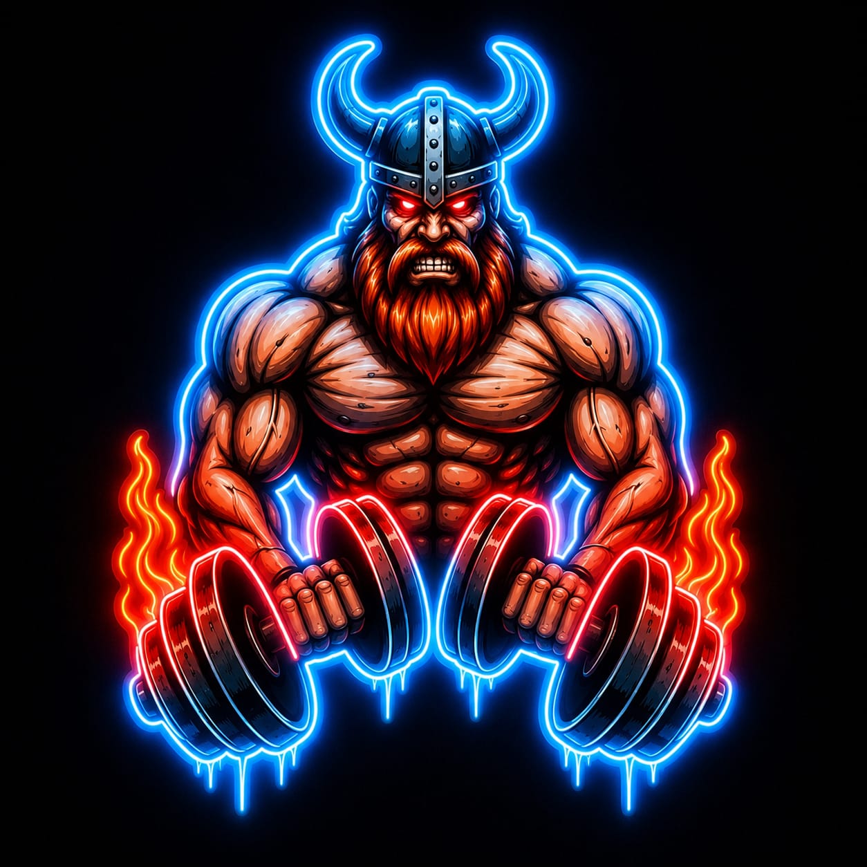 Viking Warrior Gym LED Neon Sign | Nordic Strength Dumbbell Wall Art | Fitness Room Neon Light