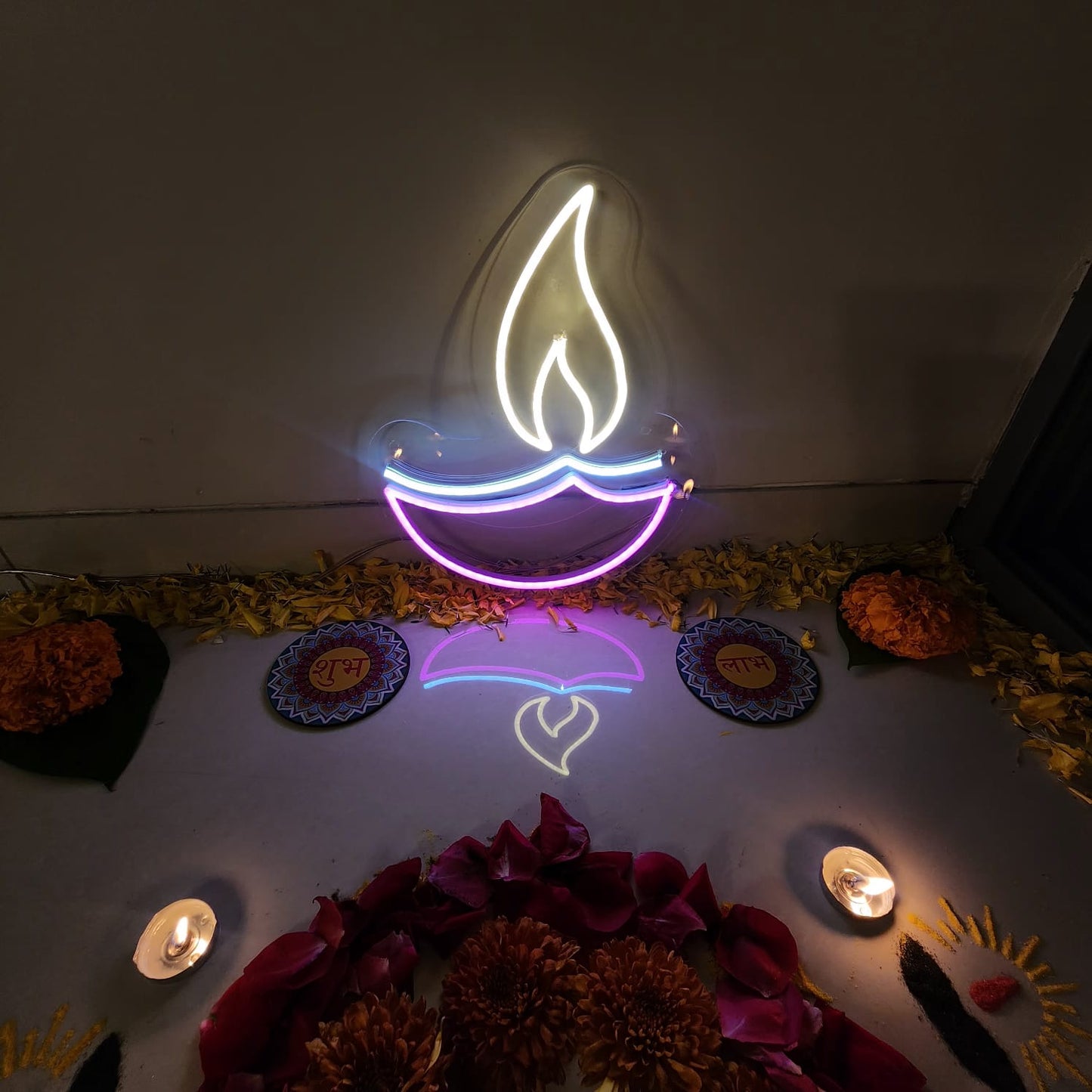 Diya Shape Neon for Diwali 10*10 inches
