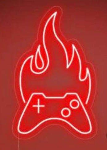 Flaming Controller – Red Gaming Neon Wall Sign Game Room