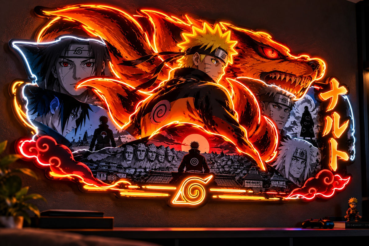 Naruto & Nine-Tails Fox LED Neon Wall Art – Anime Gaming Room Decor Neonsignsindia