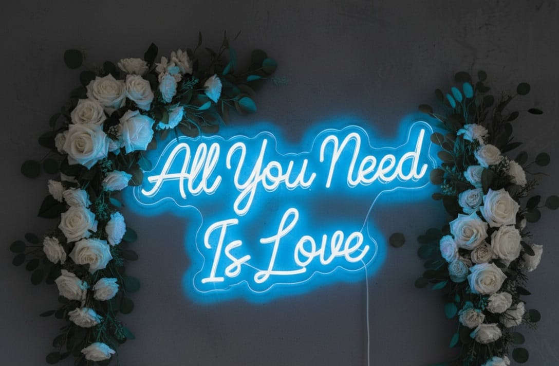 “All You Need Is Love” LED Neon Sign – Wedding & Romantic Wall Decor Neonsignsindia
