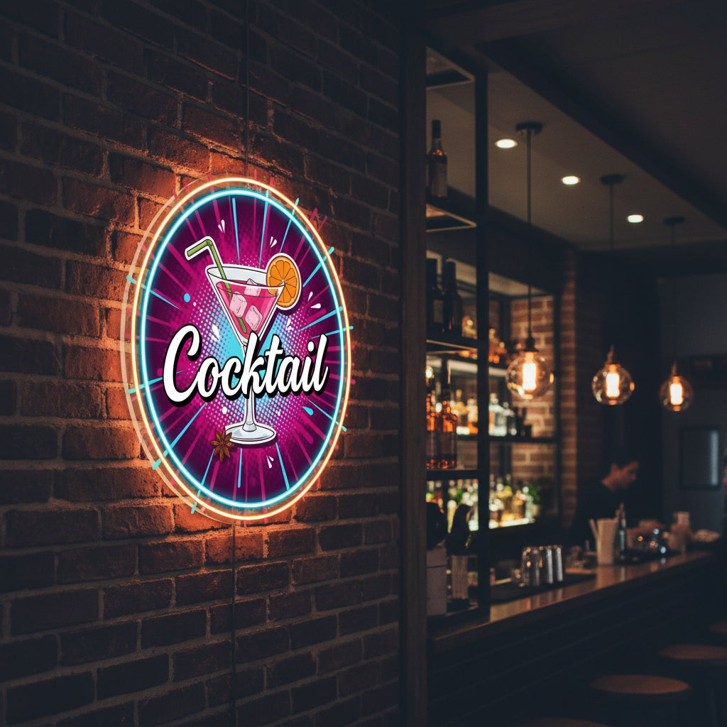 Cocktail UV print neon signs 18x18 inches Neonsignsindia