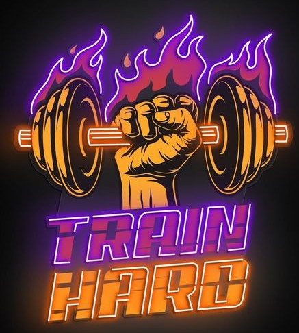 Train Hard LED Neon Wall Art – Fitness Gym Motivation Sign