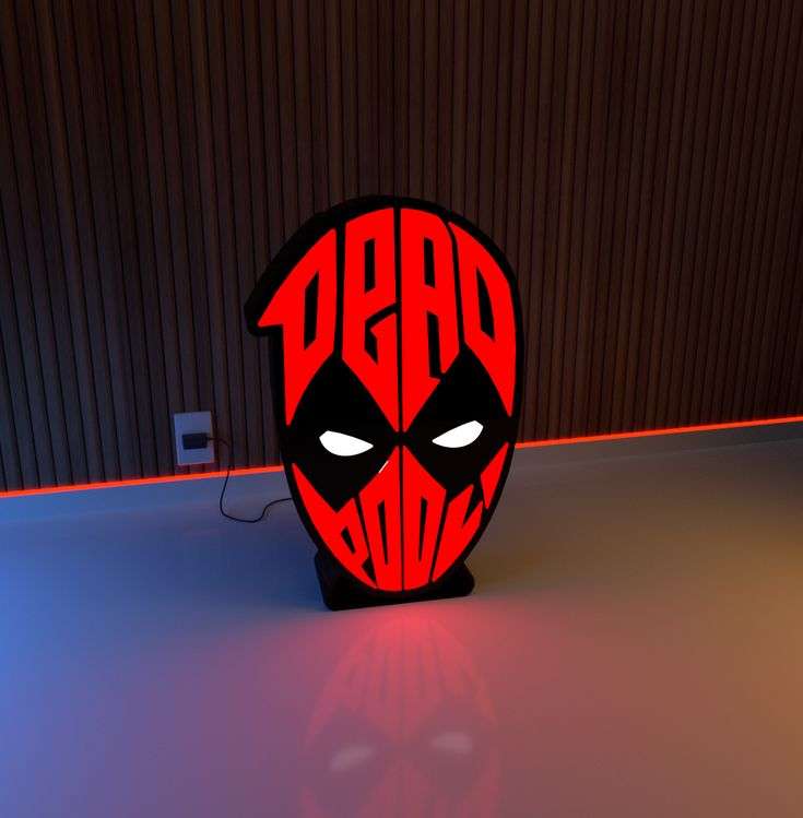 Deadpool LED Neon Desk Lamp – Superhero Mask Night Light - LED Neon Sign