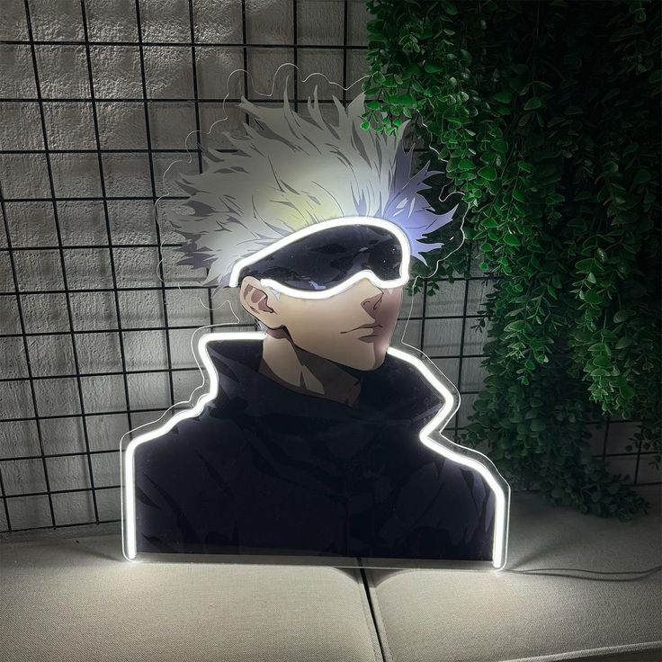 White Aura Anime Neon Wall Art – Minimal LED Neon Sign for Modern Rooms Game Room