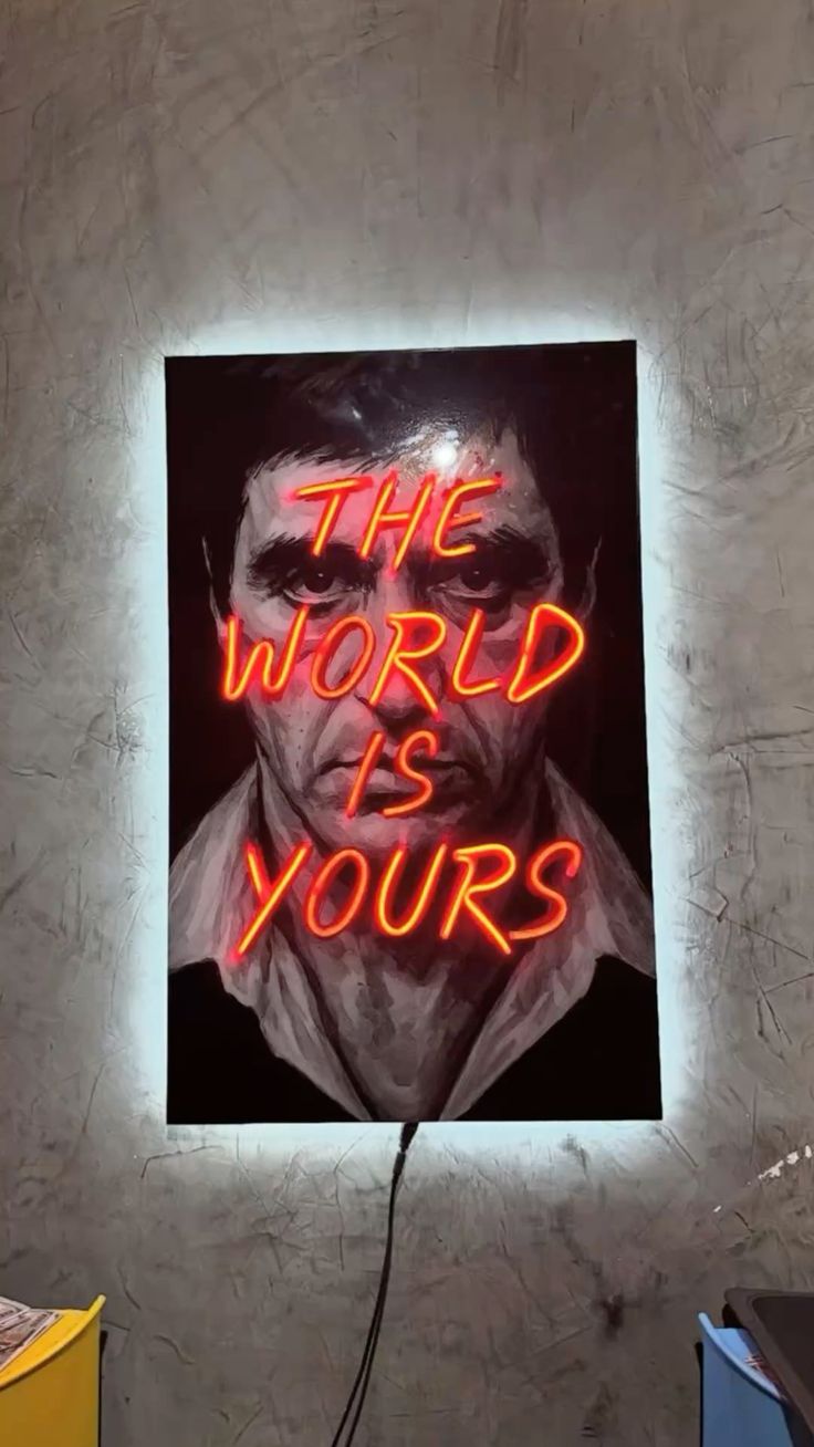 “The World Is Yours” Backlit LED Neon Wall Sign – Motivational Statement Art Neonsignsindia