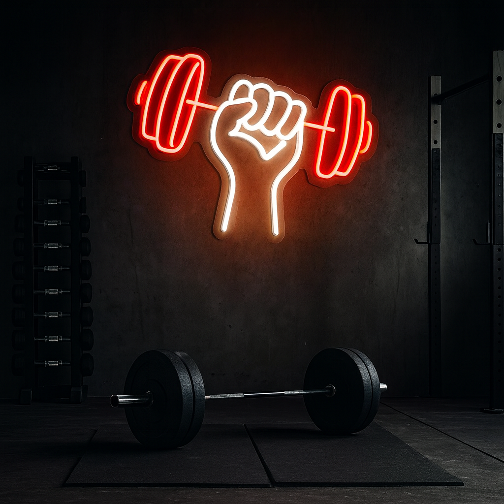 Dumbbell Fist Neon Sign – Gym Motivation LED Neon Light Neonsignsindia