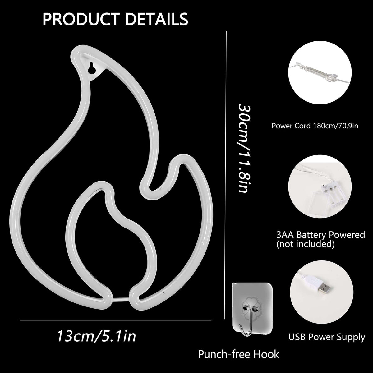 Flame Neon Sign (8x10 inches) Neonsignsindia
