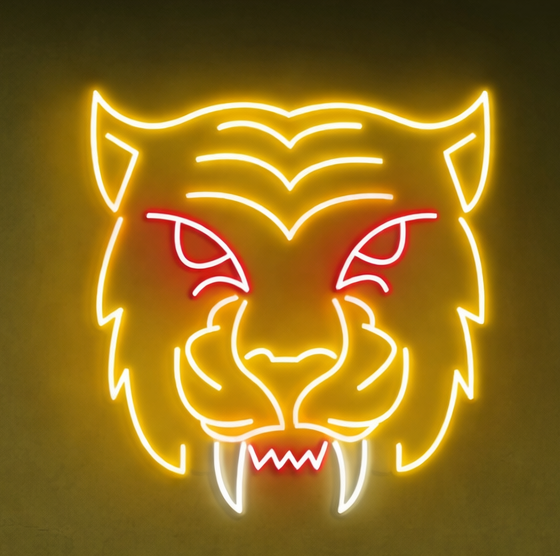 Tiger Roar Neon LED Wall Sign – Bold Animal Neon Art for Home Game Room