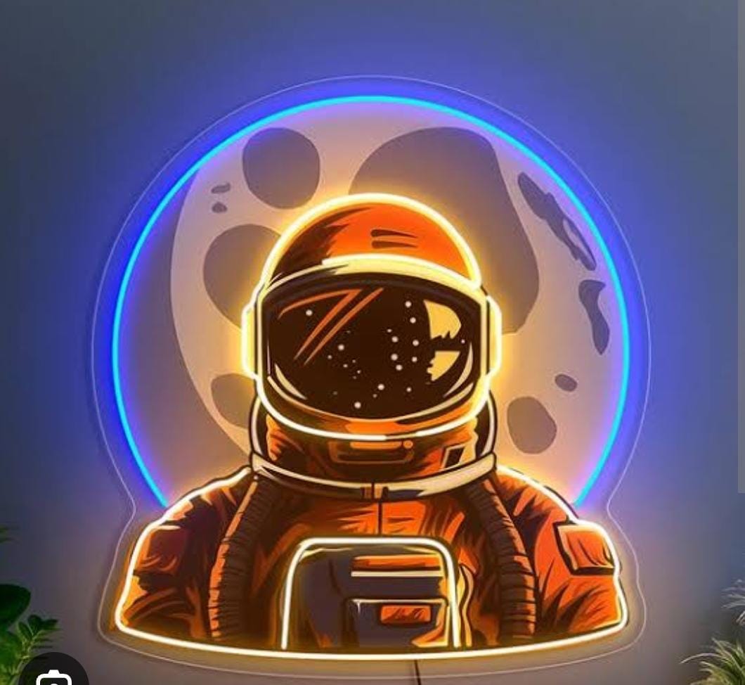 🌕 Lunar Explorer Astronaut Neon Sign (22x18 inches) Neonsignsindia
