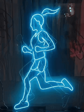 Neon Runner Energy Motion Wall Light – Electric Blue Fitness Glow - LED Neon Sign