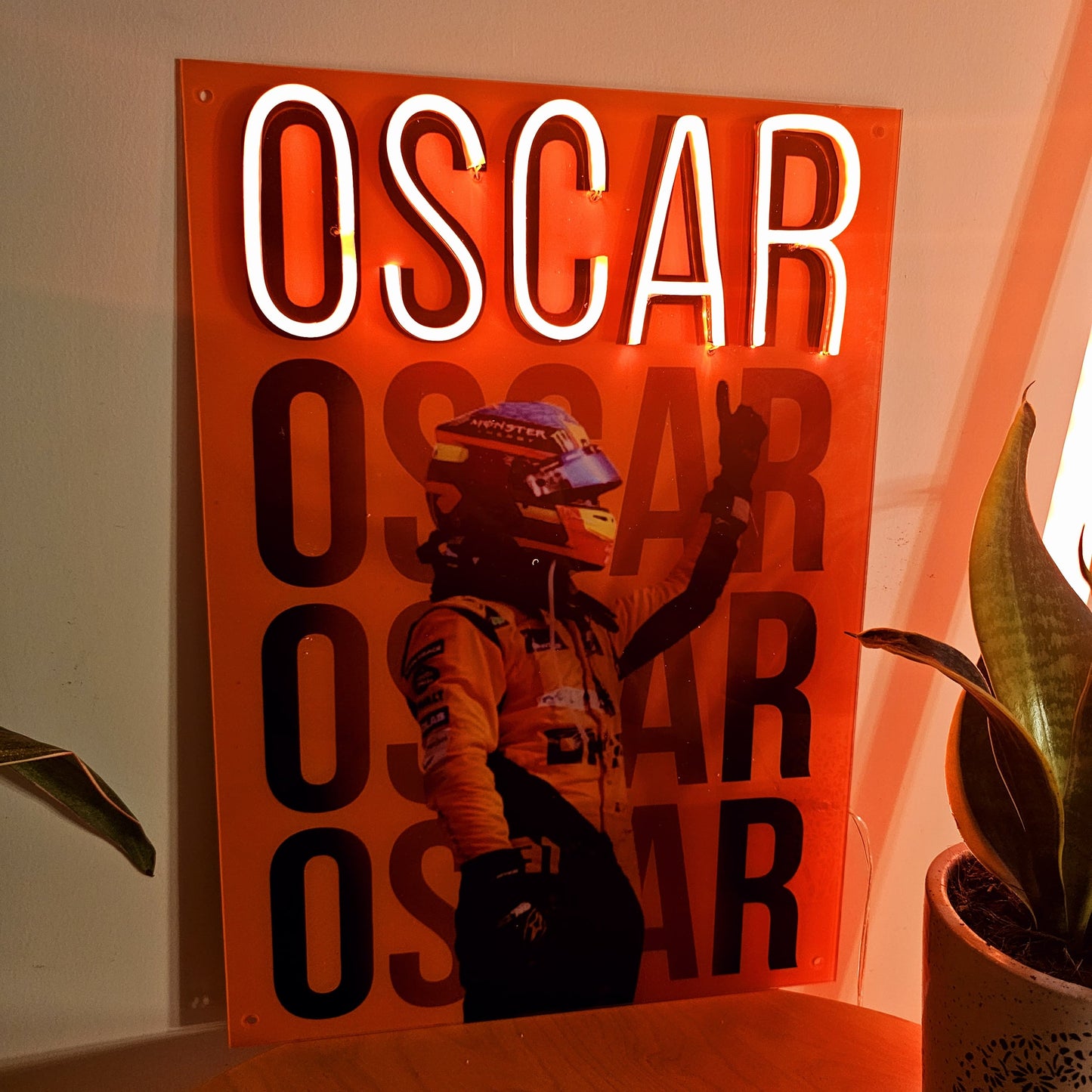 F1 Oscar Neon Sign – UV Printed LED Wall Art 18"x12" Inch