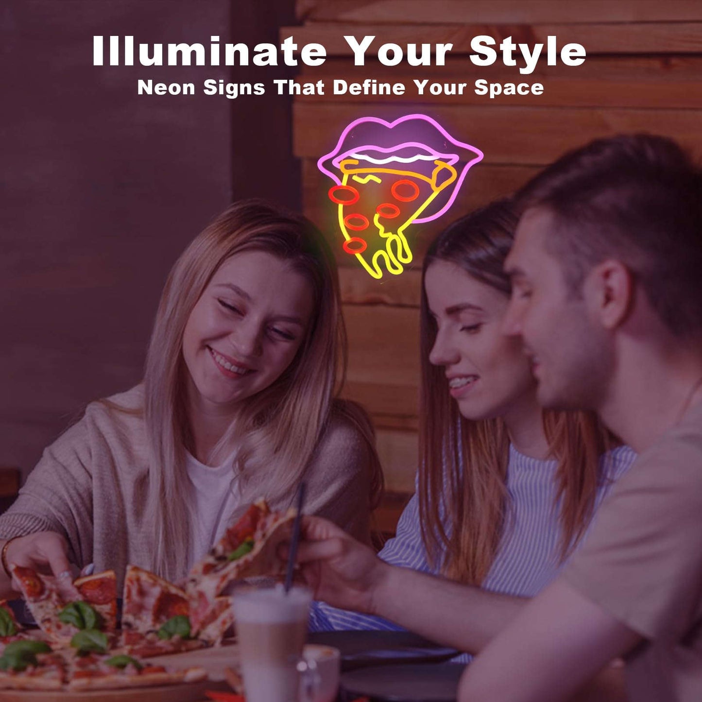 Pizza Neon Sign Lip Slice Light for Pizzeria Neonsignsindia