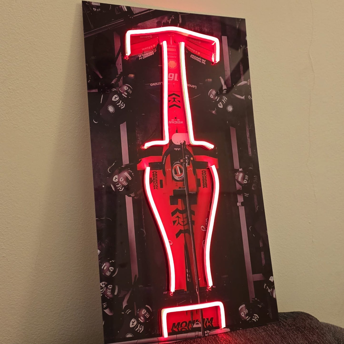 F1 Ferrari Charles Leclerc #16 Neon Sign – UV Printed LED Wall Art 20"x12" Inch