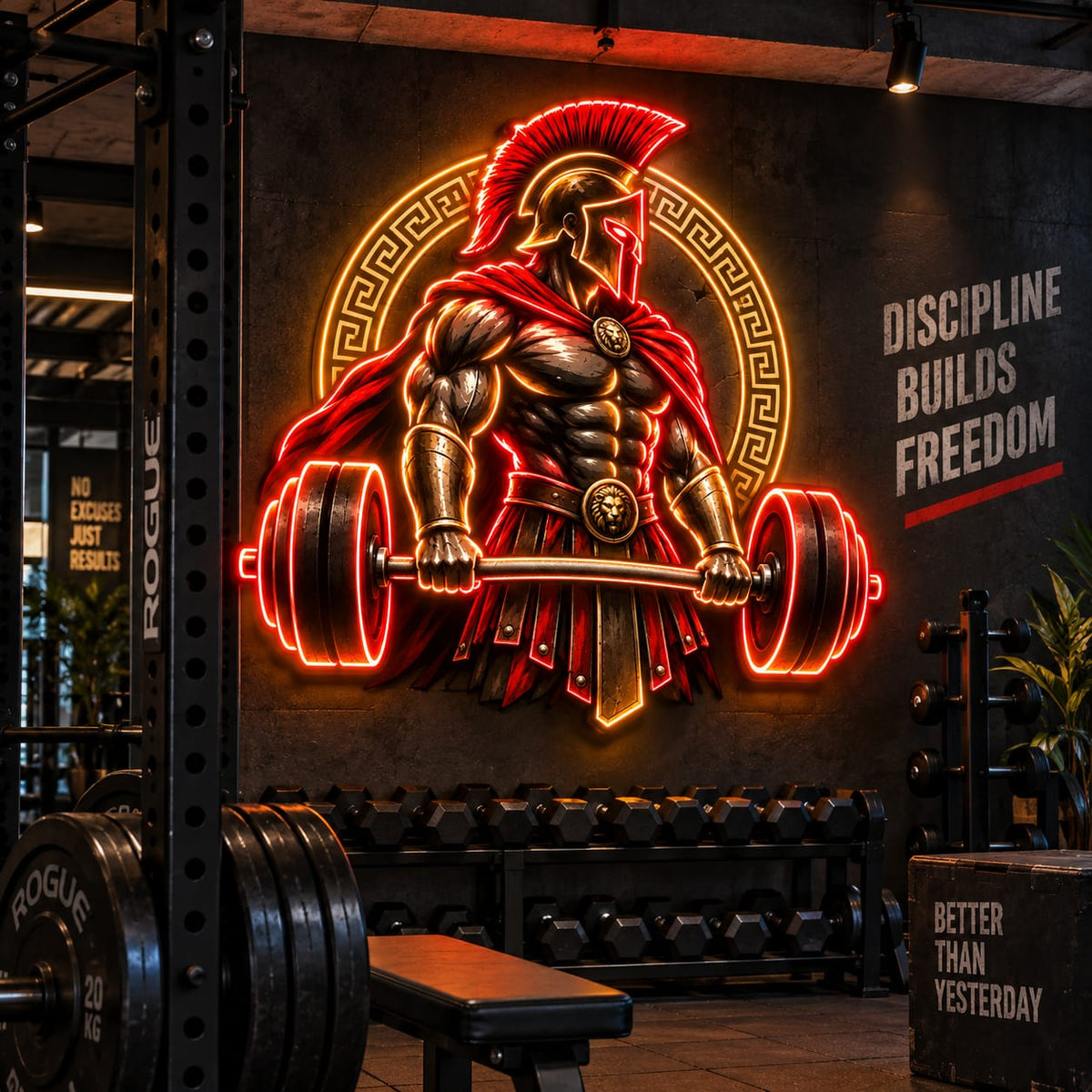 Spartan Warrior LED Neon Sign – Gym Motivation & Strength Wall Decor Neonsignsindia