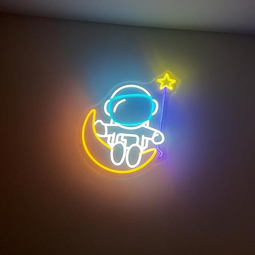 Astronauts Sitting on the moon Neon Sign (21x16 Inches)