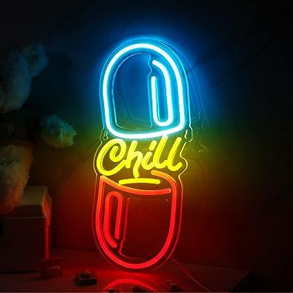 Neon Sign Chill Pill Light (7x 14 inches)