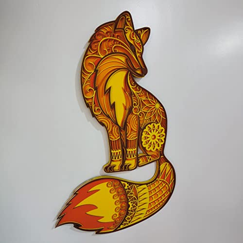 Wooden Wall Art Hanging Wall Home Decoration Living Room, Office , Hotel, Restaurant (18x18 inch FOX)