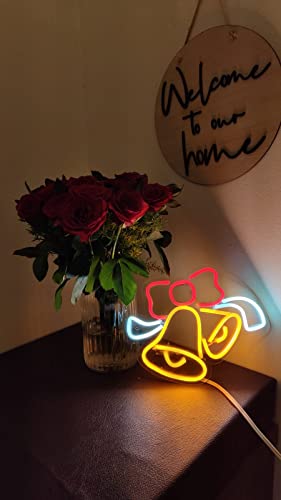 Neon Sign Merry Christmas Led Neon Sign Light Xmas Sign Lights for Wreath Gift Yard Decor | Christmas Decorations| Lights | Tree Decoration Items | Party, Home Decor (Christmas Tree Bell(8x8 inch))