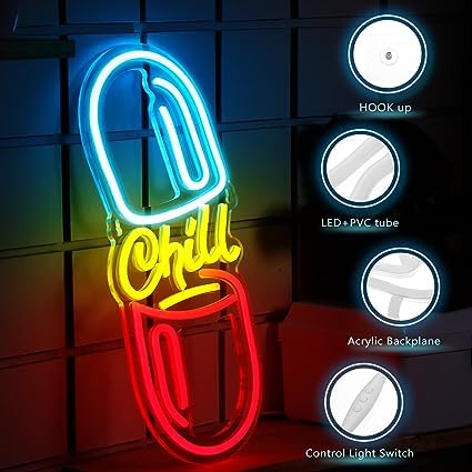 Neon Sign Chill Pill Light (7x 14 inches)
