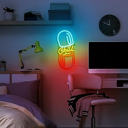 Neon Sign Chill Pill Light (7x 14 inches)