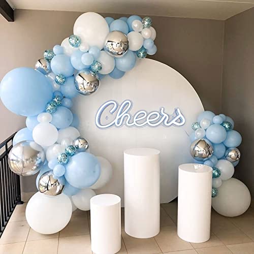 LED Neon Cheers Sign Light Up Letters Neon Sign for Home Bar Decor Moulded Acrylic Neon Light Wall Sign USB Operated with Switch Party Lights (Cool White) - Neonsignsindia