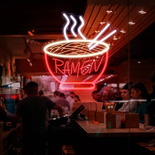 Red Ramen Neon Sign - IMEGINA 3D Dimmable 12V Japanese Neon Signs for Wall Decor 15.3x14.5 Inch, Bright LED Neon Lights for Restaurant, Window, Shop, Dinning Room - Neonsignsindia