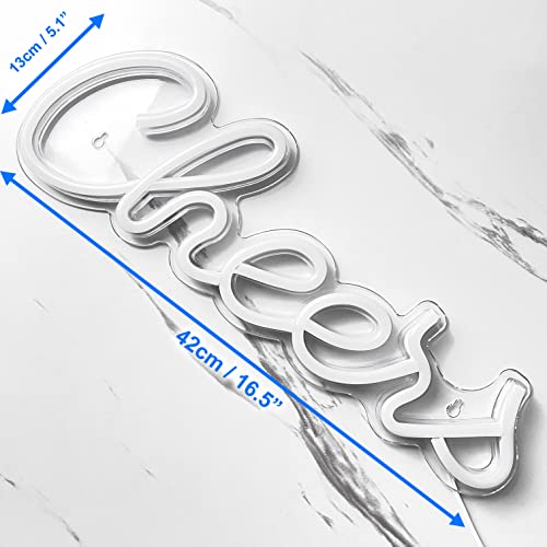 LED Neon Cheers Sign Light Up Letters Neon Sign for Home Bar Decor Moulded Acrylic Neon Light Wall Sign USB Operated with Switch Party Lights (Cool White) - Neonsignsindia