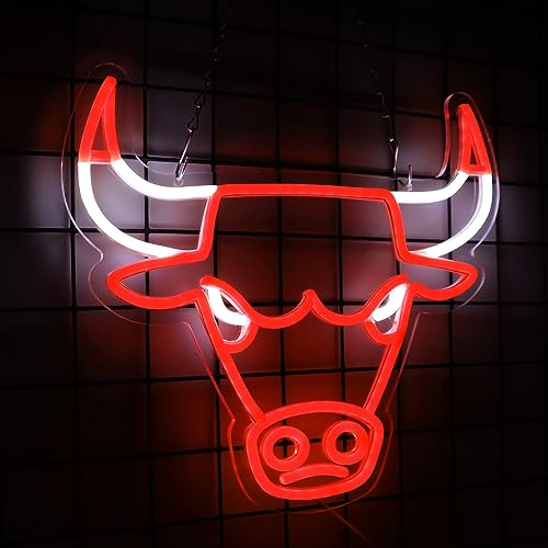 Red LED Bull Neon Signs 16x16 inches