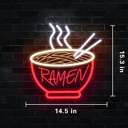 Red Ramen Neon Sign - IMEGINA 3D Dimmable 12V Japanese Neon Signs for Wall Decor 15.3x14.5 Inch, Bright LED Neon Lights for Restaurant, Window, Shop, Dinning Room - Neonsignsindia