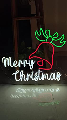 Neon Sign Merry Christmas Led Neon Sign Light Xmas Sign Lights for Wreath Gift Yard Decor | Christmas Decorations| Lights | Tree Decoration Items | Party, Home Decor (Christmas Bell(20X16) inch))