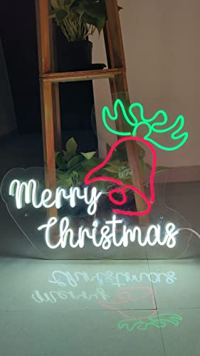 Neon Sign Merry Christmas Led Neon Sign Light Xmas Sign Lights for Wreath Gift Yard Decor | Christmas Decorations| Lights | Tree Decoration Items | Party, Home Decor (Christmas Bell(20X16) inch))