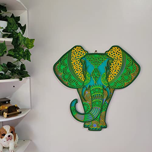 Wooden Wall Art Hanging Wall Home Decoration Living Room, Office , Hotel (18x 18 inch ELEPHANT)