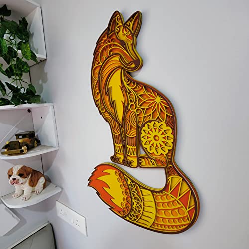 Wooden Wall Art Hanging Wall Home Decoration Living Room, Office , Hotel, Restaurant (18x18 inch FOX)