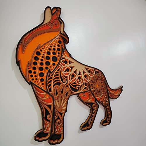 Wooden Wall Art Hanging Wall Home Decoration Living Room, Office , Hotel, Restaurant (18x18 inch Standing FOX)