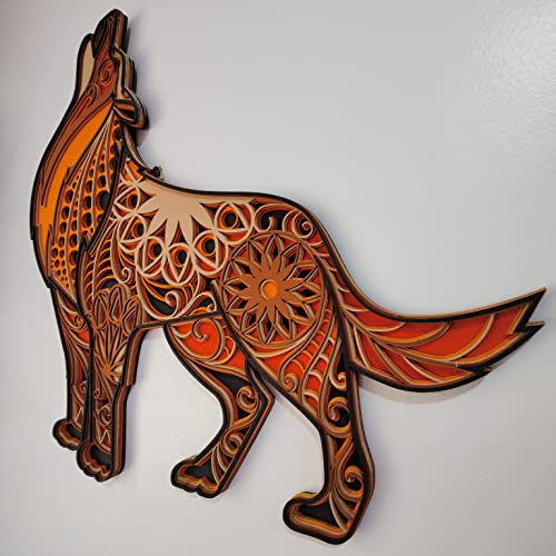 Wooden Wall Art Hanging Wall Home Decoration Living Room, Office , Hotel, Restaurant (18x18 inch Standing FOX)