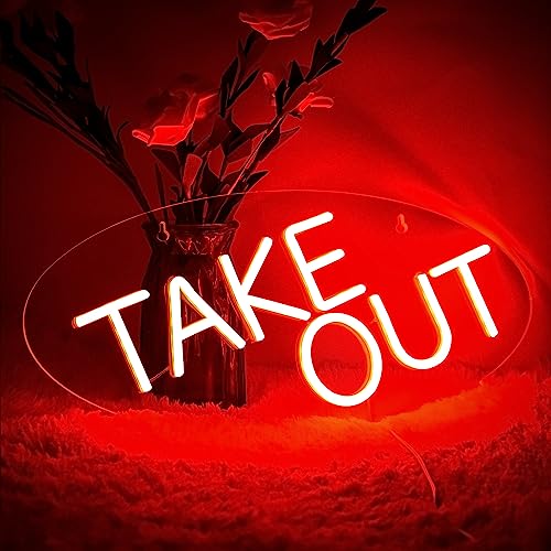 Take-Out Available Neon Sign,Take Out Neon Light for Restaurant Decorations,Restaurant Neon Sign for Bar,Store,Bedroom,birthday,Christmas Gift,Size16.1 * 7.5inches(JTLD020)