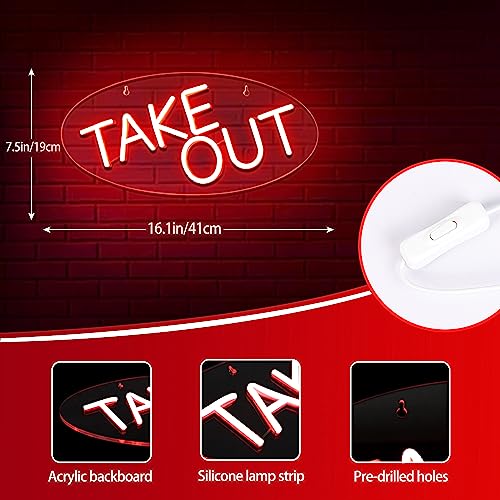 Take-Out Available Neon Sign,Take Out Neon Light for Restaurant Decorations,Restaurant Neon Sign for Bar,Store,Bedroom,birthday,Christmas Gift,Size16.1 * 7.5inches(JTLD020)