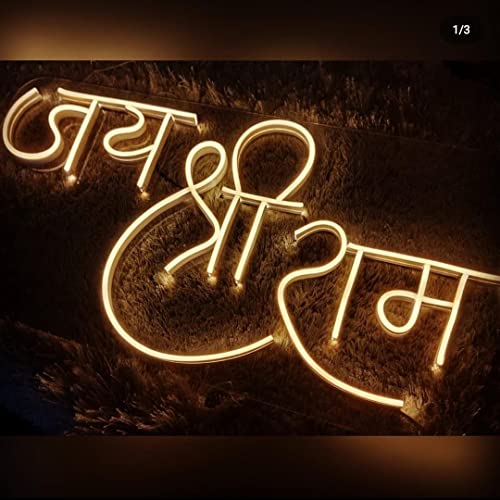 Jai Shree Ram Neon Signs Led Neon Sign Acrylic Neon Light17''x 12'' Wall Art for Bedrooms Kitchen Dining Cars Restaurants Decoration ( 8x17 inch)