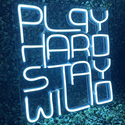 Play Hard Stay Wild Neon Sign (13x14 inches) for Room Decor, Birthday, Anniversary, Party Room, Home Wall Decor, neon Light/Sign for Restaurant, Bedroom, bar, Cafe and Club.