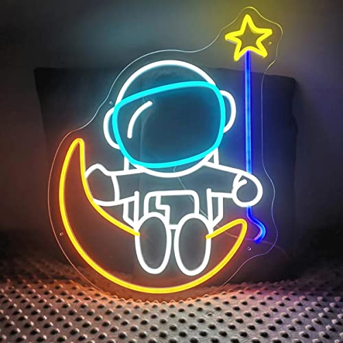 Astronauts Sitting on the moon Neon Sign (21x16 Inches)