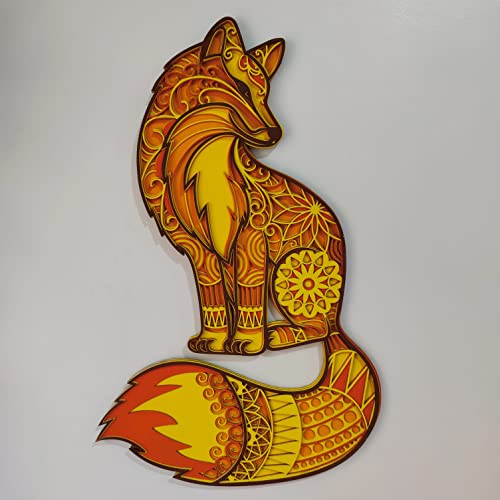 Wooden Wall Art Hanging Wall Home Decoration Living Room, Office , Hotel, Restaurant (18x18 inch FOX)