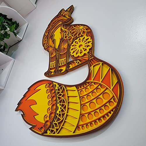 Wooden Wall Art Hanging Wall Home Decoration Living Room, Office , Hotel, Restaurant (18x18 inch FOX)